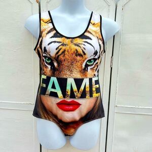 🍎WTD Women’s Plus Size Sleeveless Tiger Bodysuit (AA3)